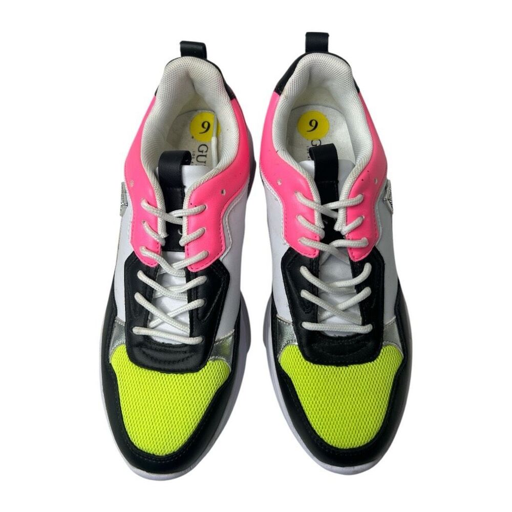Guess Sneakers Pink White Black Sz 9 - Picture 2 of 5